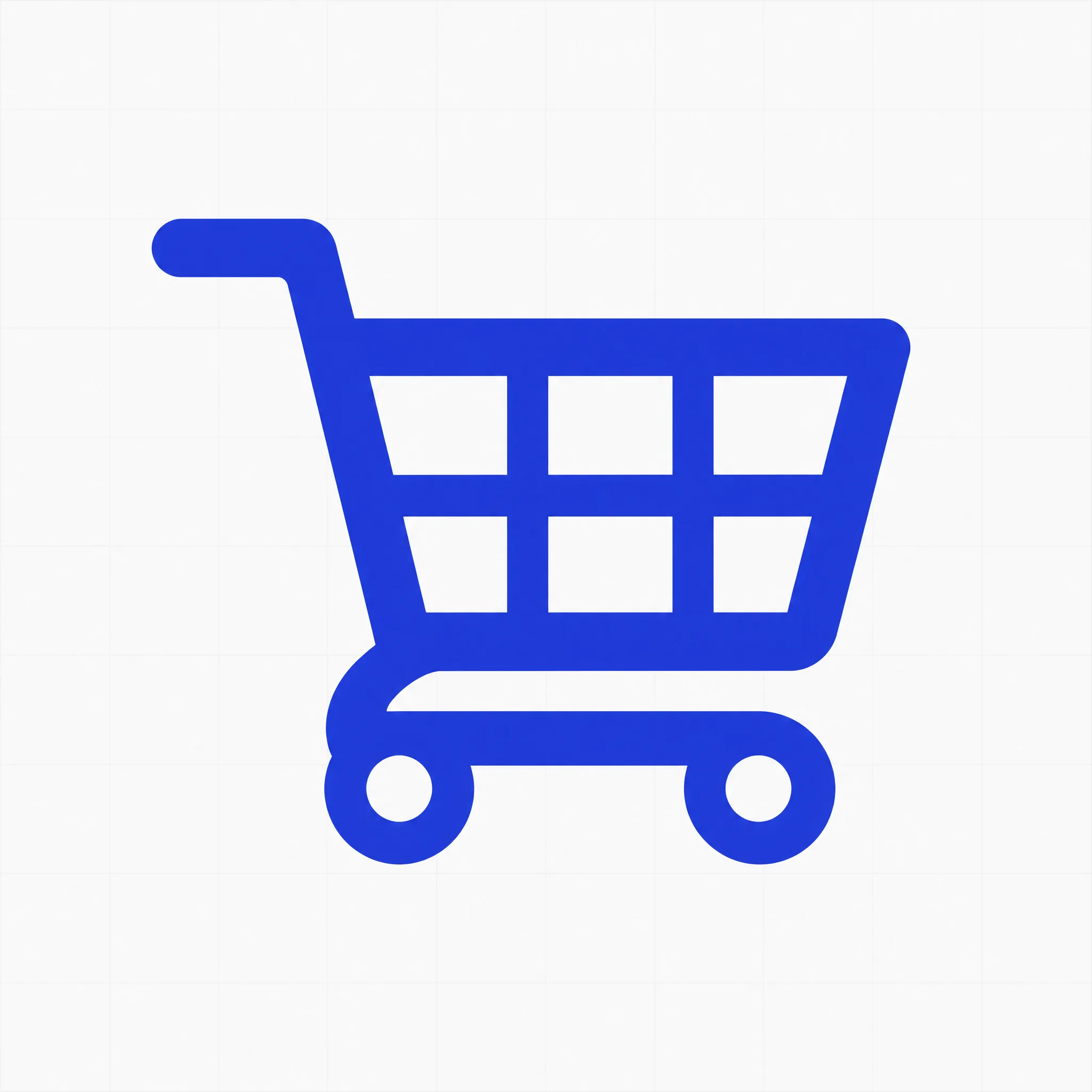 A flat shopping cart icon drawn as clean vector paths — the kind of scalable icon an SVG maker outputs for web and app UI.