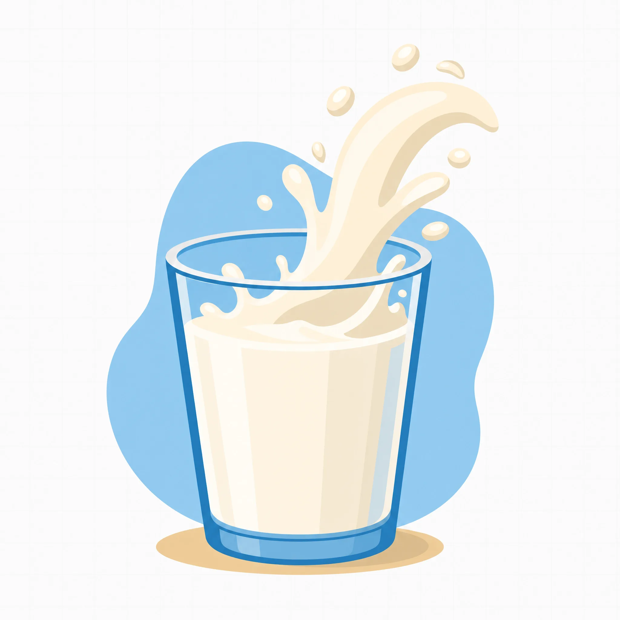 A milk splash rendered as a flat vector illustration, the style people reach for when a photo would be too literal.
