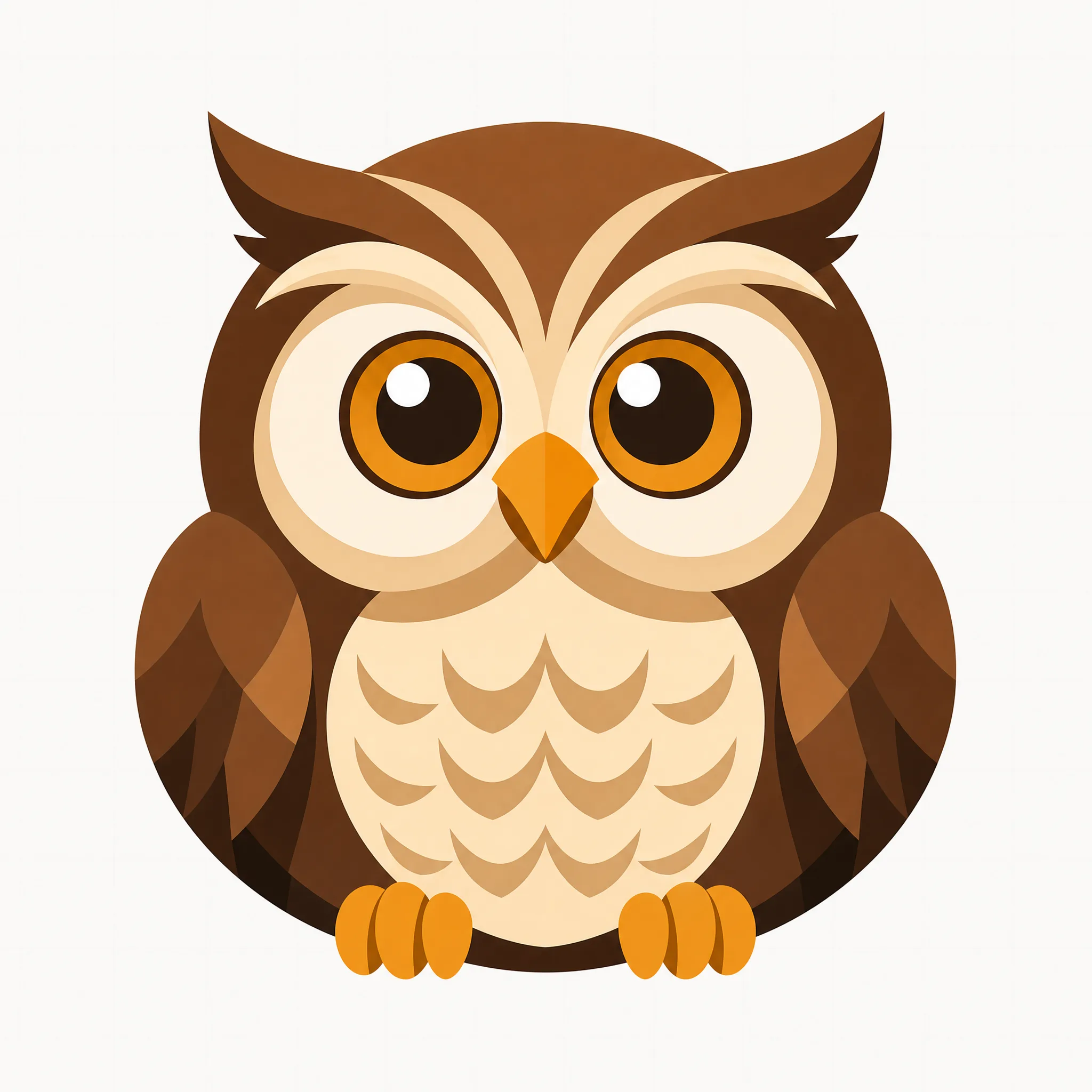 A cartoon owl mascot built from layered vector shapes, the sort of character an SVG creator produces for a brand.