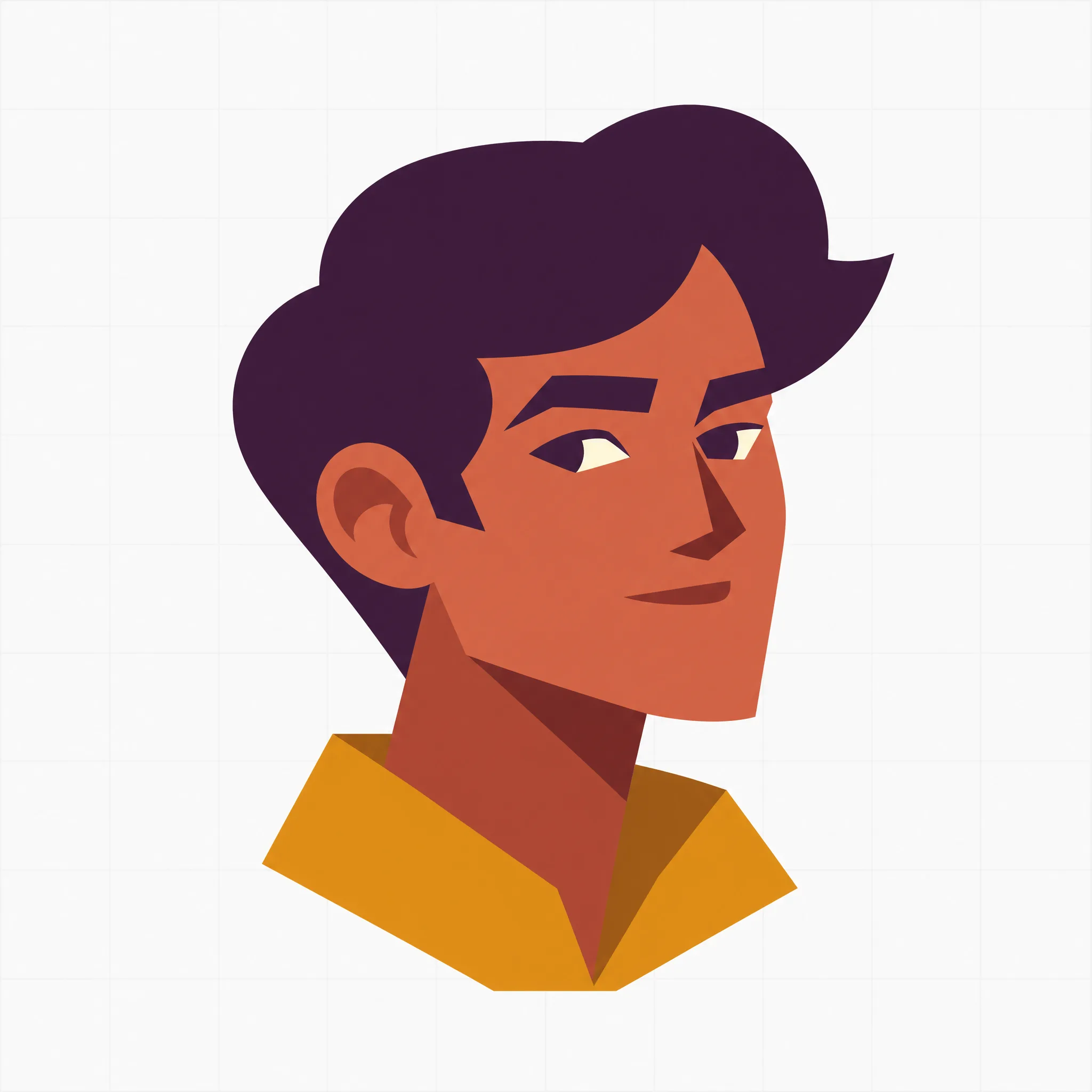A character portrait built from flat color shapes, the kind of figure an SVG design tool draws from a prompt.