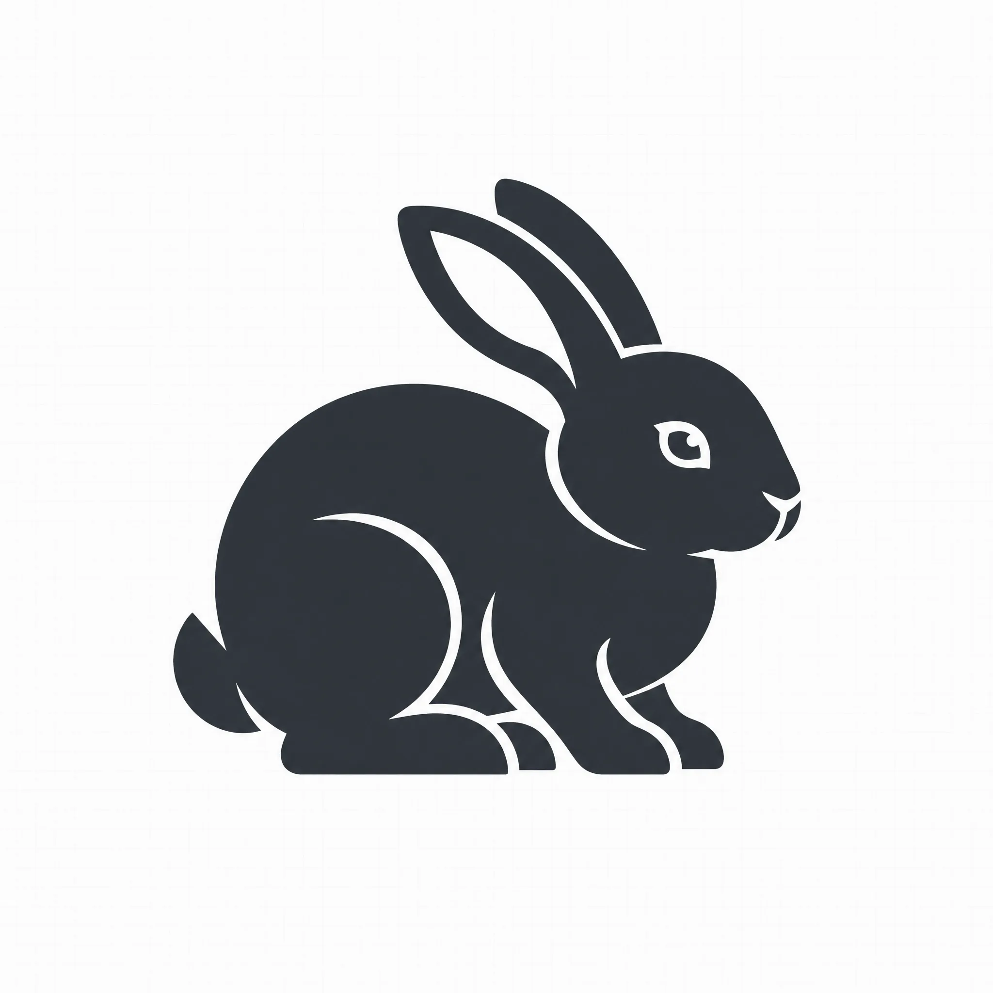 A monochrome rabbit illustration in a single ink color — proof that a vector file needs no palette to carry detail.