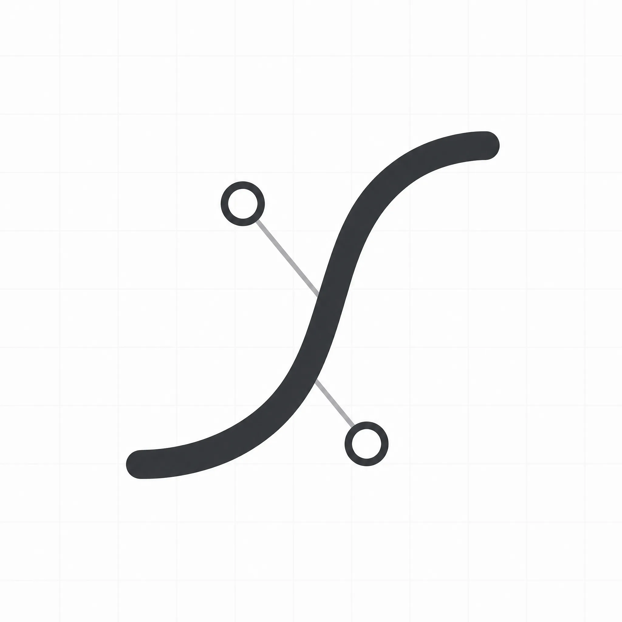 Two control points and an endpoint. The workhorse of vector drawing and the command node editing is really about.